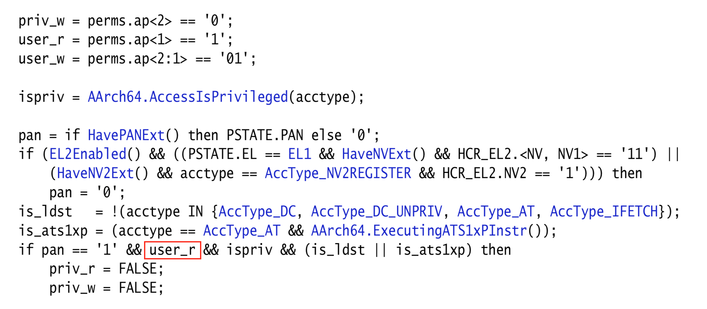 AArch64.CheckPermission pseudocode